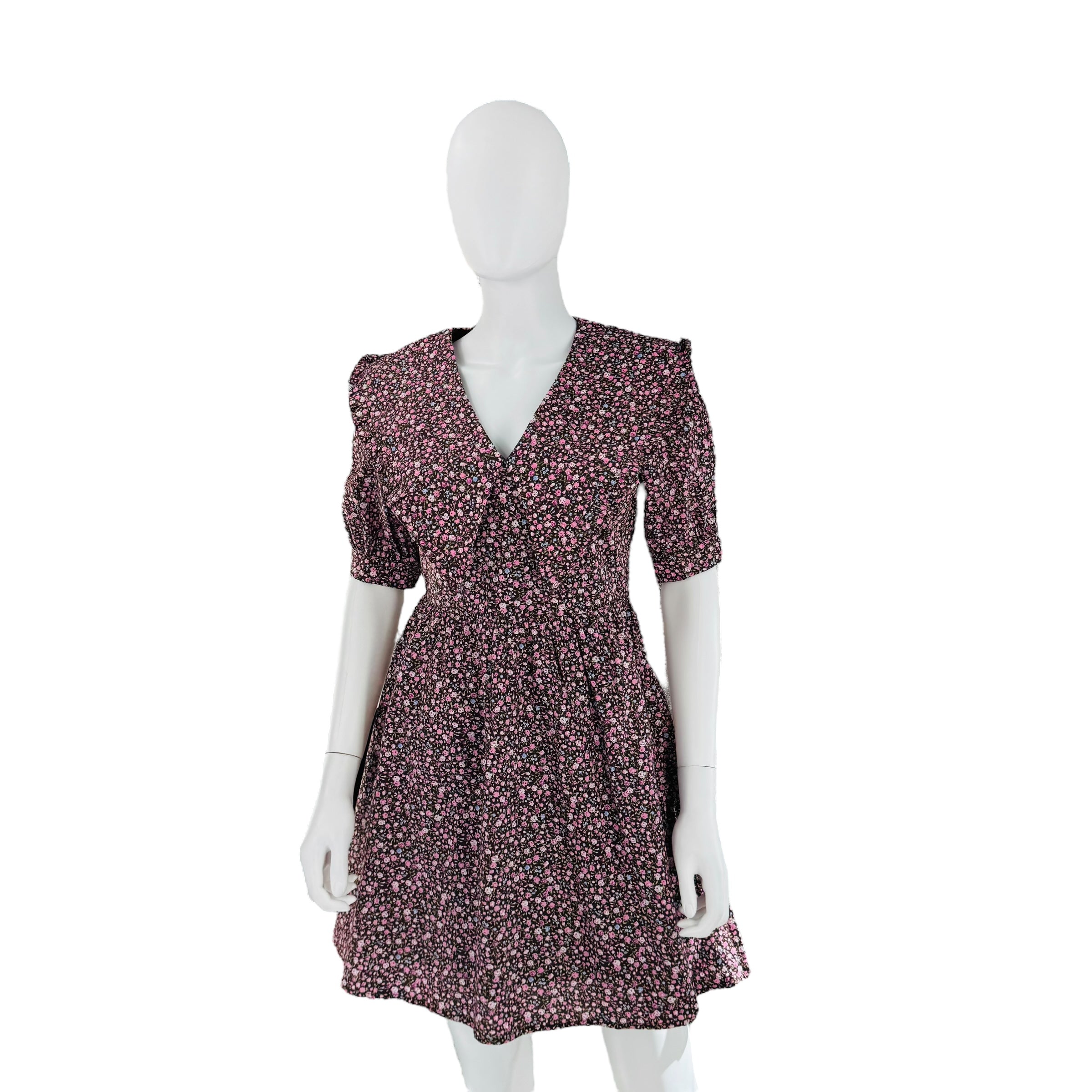 Hyacinth House Black and Pink Floral Victorian Inspired Sadie Mini Dress